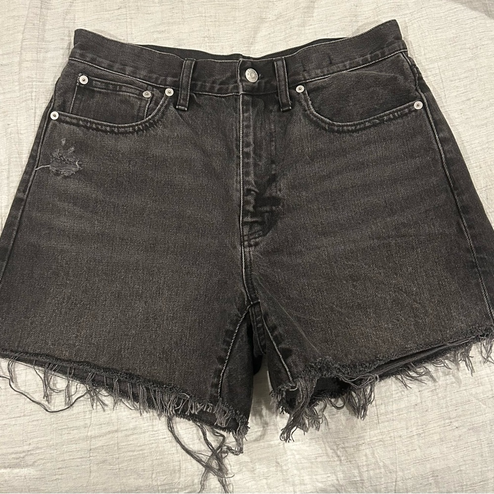 Madewell Charcoal Distressed Jean Shorts